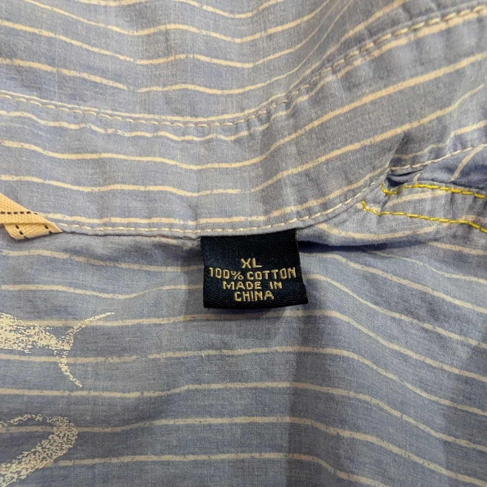 Tommy Bahama Shirt Mens XL Blue White Pinstripe Long Sleeve 100% Cotton - Picture 3 of 8